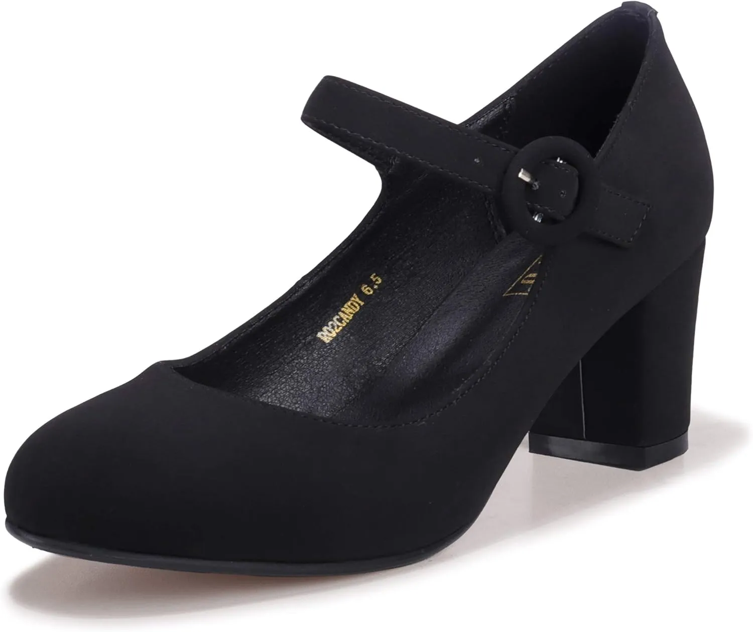 IDIFU Women's Candy Dress Mary Jane Shoes Low Block Heels Closed Round Toe Office Work Church Wedding Pumps