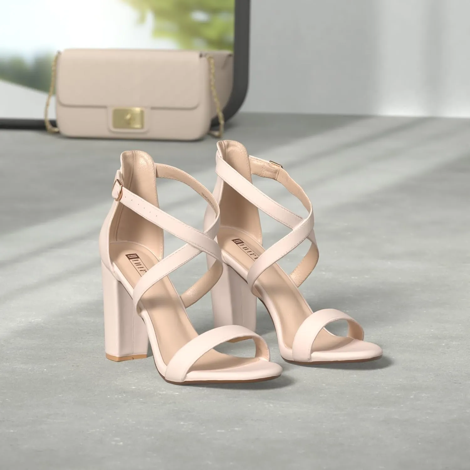 IDIFU Women's Chunky High Heel Sandal Strappy Open Toe Ankle Strap Dress Shoes for Women Bridesmaid Ladies in Wedding Bridal Evening Homecoming Prom