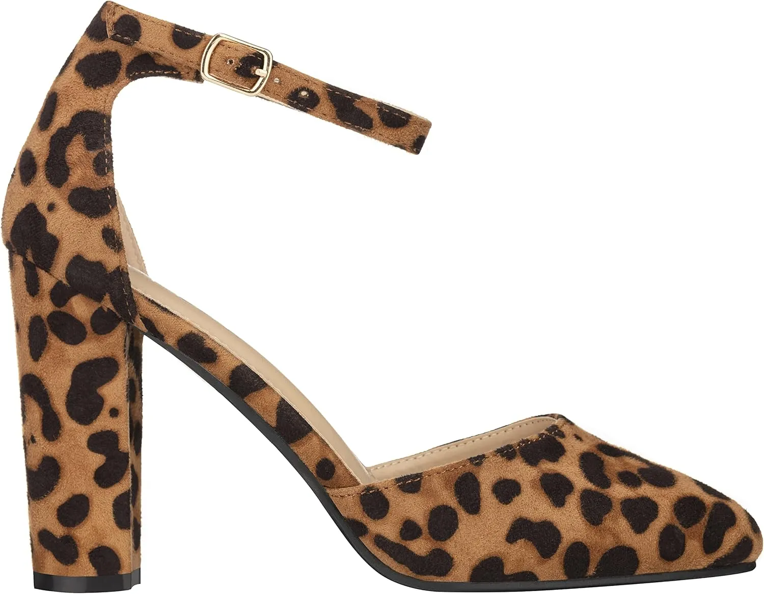 ILLUDE Women's High Block Heels Pumps Pointed Closed Toe Ankle Strap High Heel Pump Shoes
