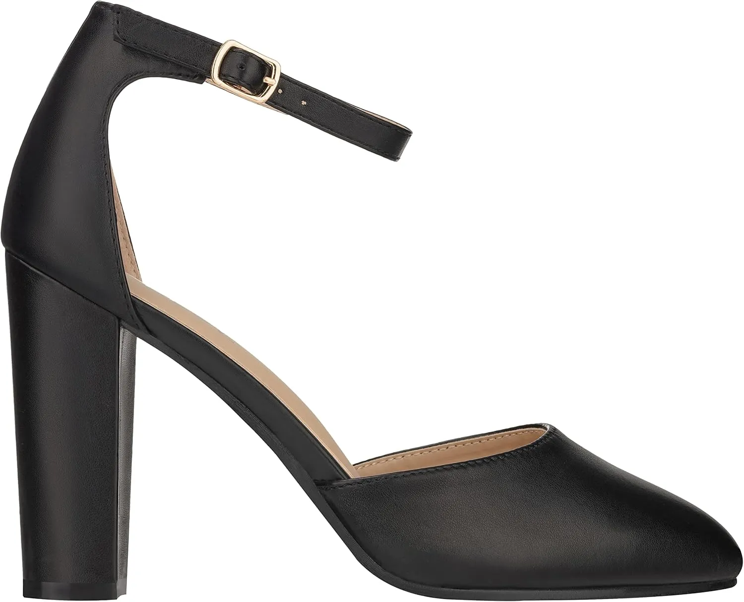 ILLUDE Women's High Block Heels Pumps Pointed Closed Toe Ankle Strap High Heel Pump Shoes