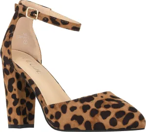ILLUDE Women's High Block Heels Pumps Pointed Closed Toe Ankle Strap High Heel Pump Shoes