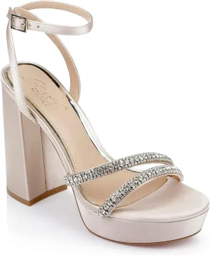 Jewel Badgley Mischka Rochel Platform Block Heel with Gemstone Embellished Straps