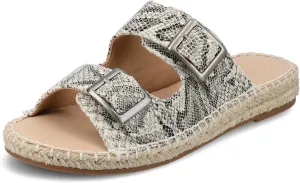 Journee Womens Slide On Sandal Cushioned Footbed Tresah Espadrille Open Toe Faux Leather Double Buckle