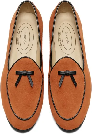 Journey West Suede Tassel Loafer for Women Slip-on Belgian Penny Loafers Shoes for Women in Many Colors