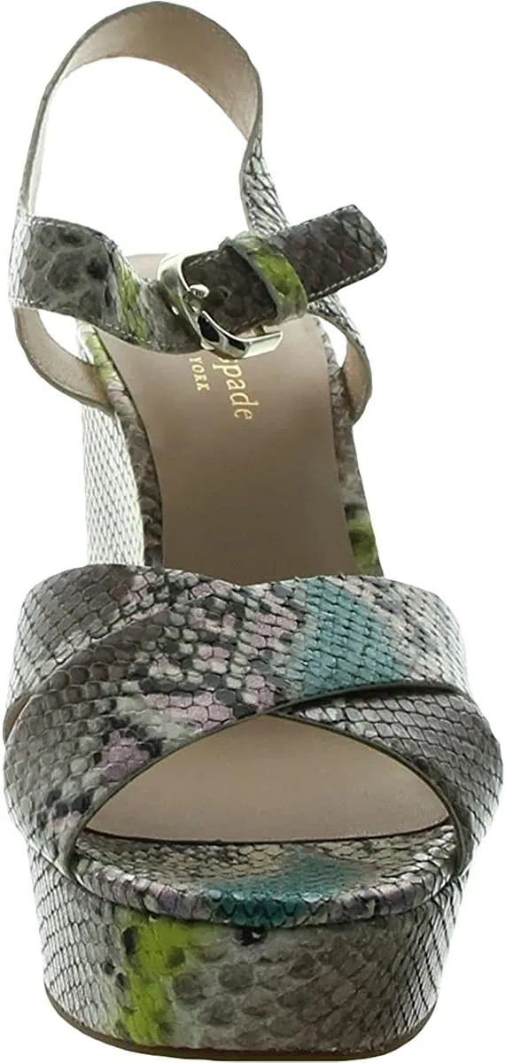 Kate Spade Womens Grace Leather Snake Print Platform Sandals Pink 7 Medium (B,M)