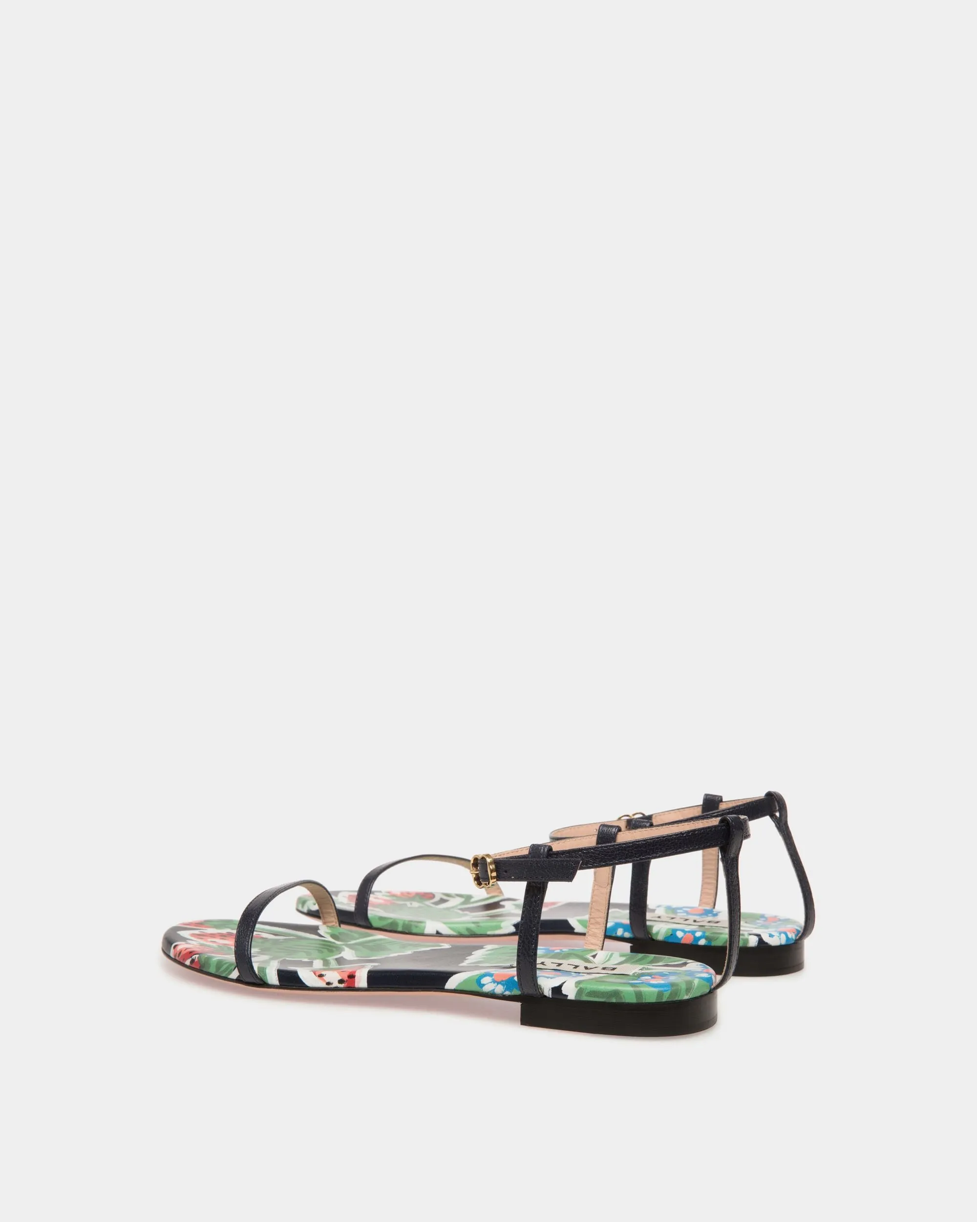 Katy Flat Sandal in Strawberry Print Brushed Leather