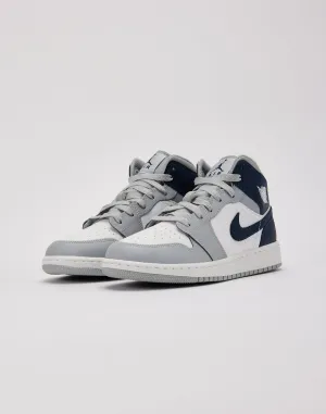 Kids Air Jordan 1 Mid GS Gray Blue White DQ8423-104 Shoe Sneaker Trainer