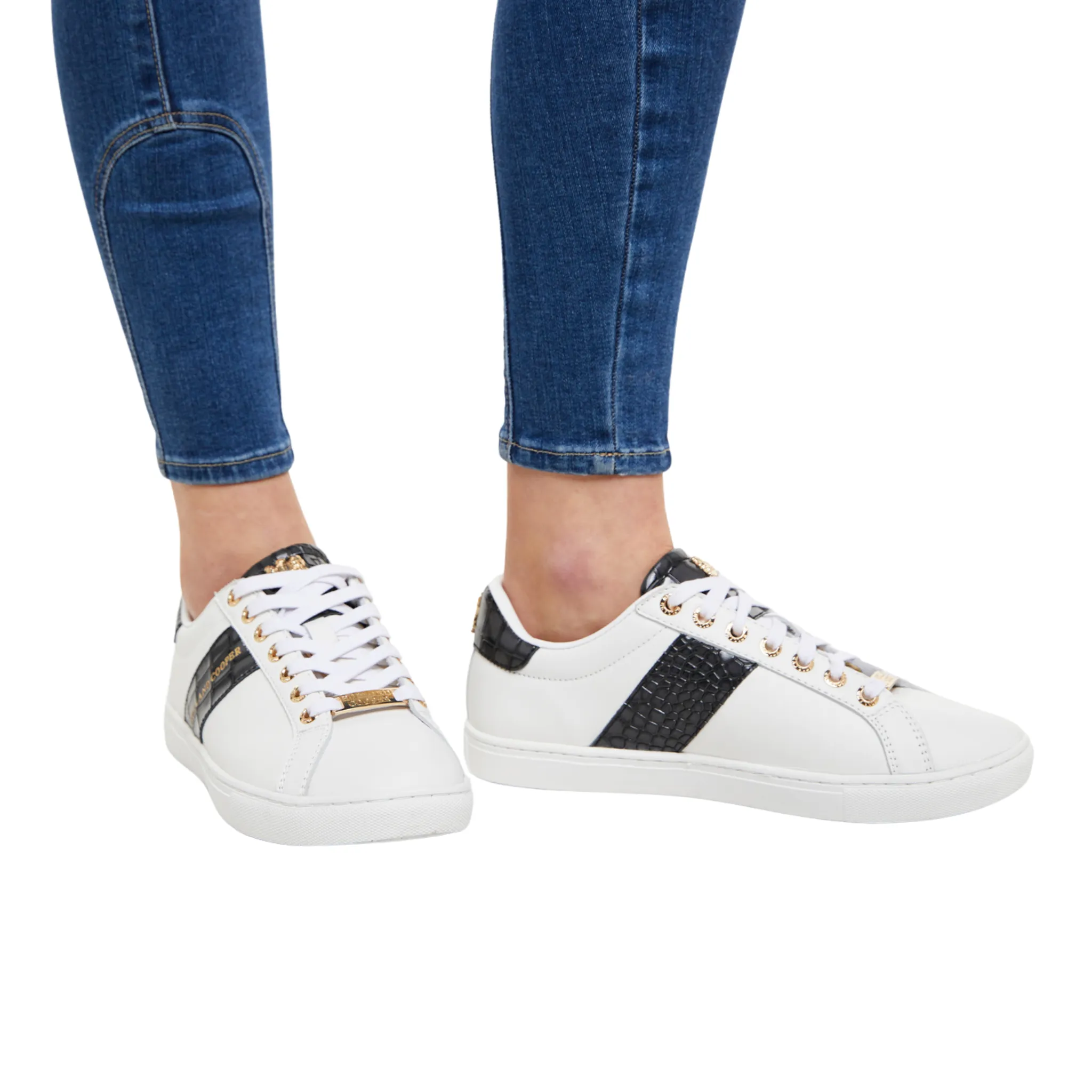 Knightsbridge Court Trainer Black Croc