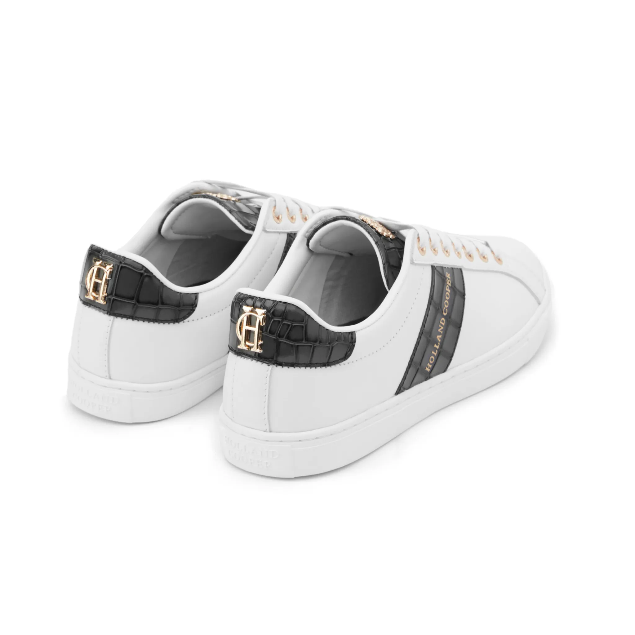 Knightsbridge Court Trainer Black Croc