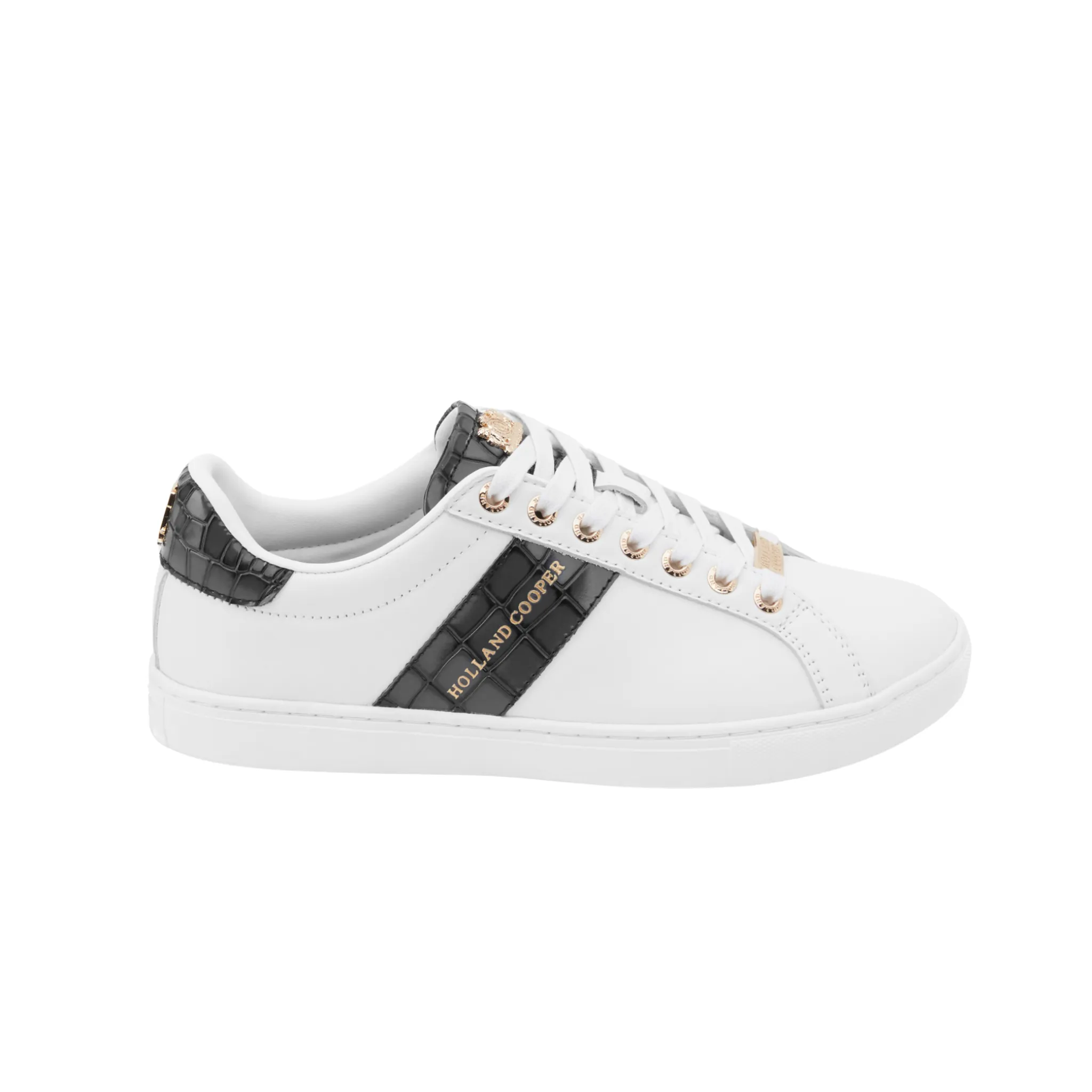 Knightsbridge Court Trainer Black Croc