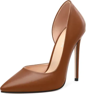 KUOARN Heels for Women High Stiletto Heels Closed Pointed Toe 4.7 Inch Pumps Fashion Sexy Wedding Evening Party Slip on Dress Shoes