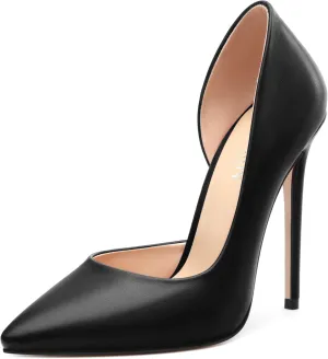 KUOARN Heels for Women High Stiletto Heels Closed Pointed Toe 4.7 Inch Pumps Fashion Sexy Wedding Evening Party Slip on Dress Shoes