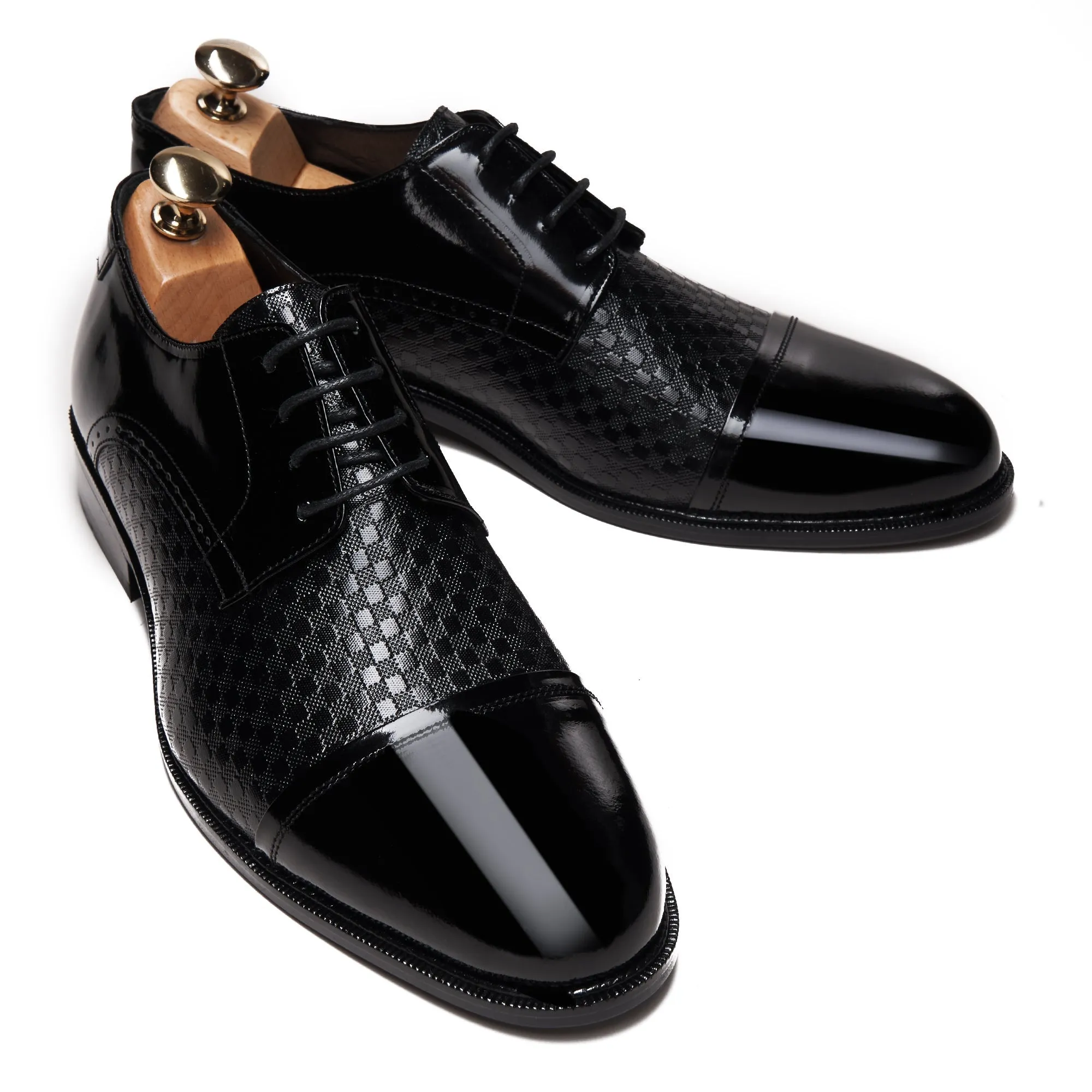 Leicester Cap Semi Brogue Glossy