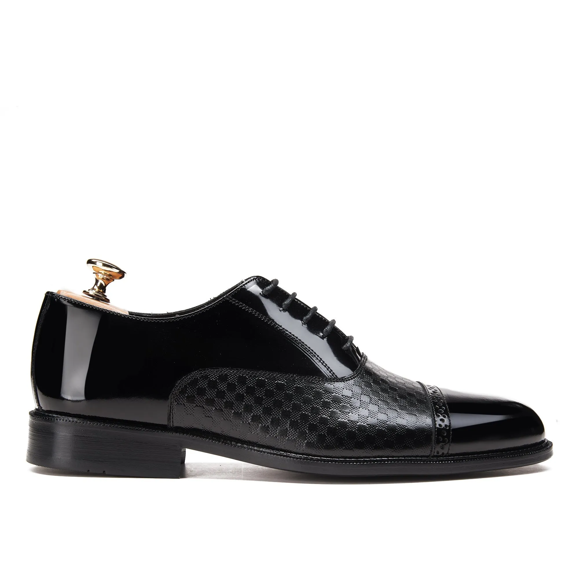 Leicester Cap Semi Brogue Glossy
