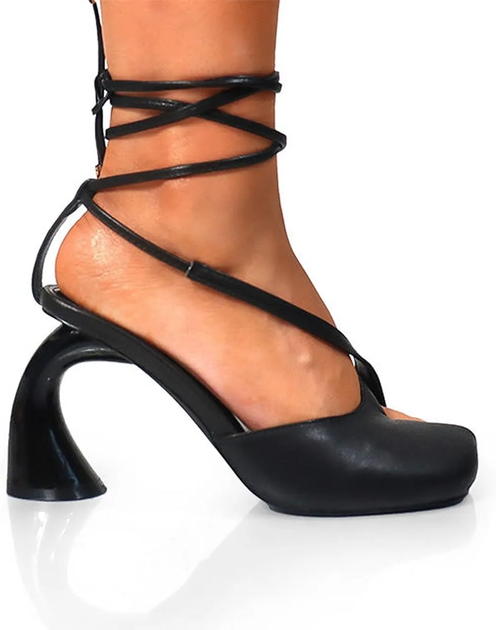 Liliana Women Chunky Block Heel Pump Shoe Lace up Strappy Sandals