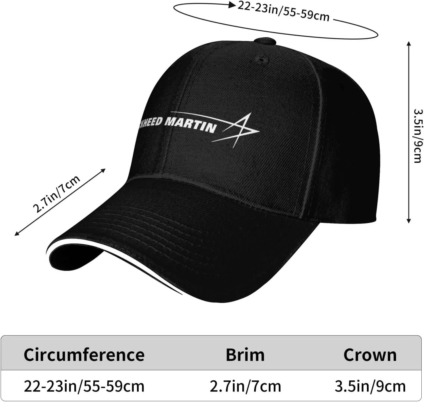 Lockheed Martin Casual Sandwich Baseball Cap Adjustable for Men for Women