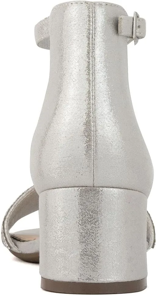 LONDON FOG Women's Nikki Low Two Piece Block Heel Dress Shoe Ladies Ankle Strap Pump Sandal