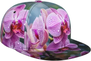 Malaysian National Flower Outdoor Sports Baseball Cap, Daily Sports Adjustable Fashionable Flat Brim hat, Unisex Four-Season Outdoor Sports Cap, Black