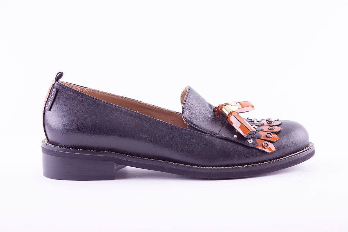 MARCO MOREO - G451 FRINGE LOAFER - BLACK LEATHER