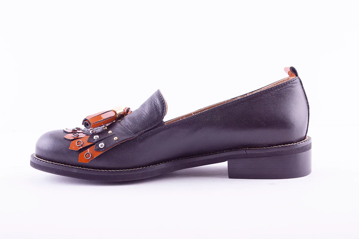 MARCO MOREO - G451 FRINGE LOAFER - BLACK LEATHER
