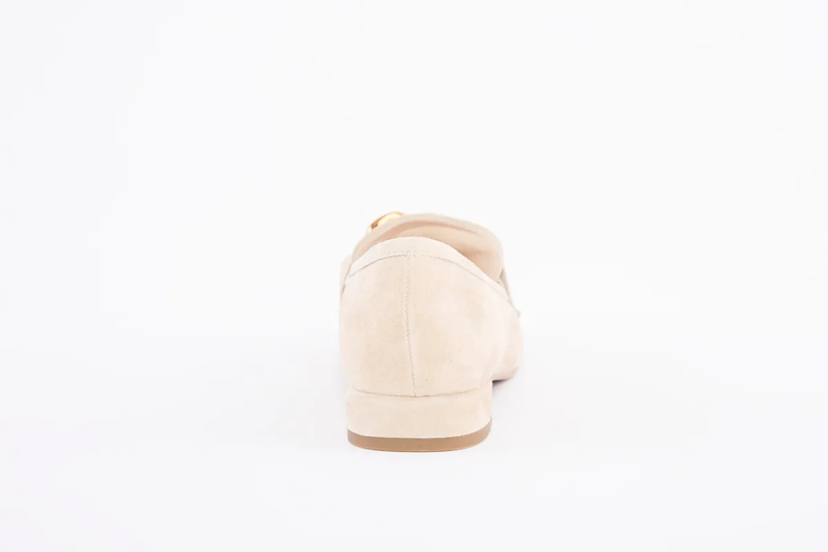 MARIAN - 25306 FLAT LOAFER WITH CHAIN DETAIL - BEIGE SUEDE