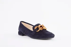 MARIAN - 25306 FLAT LOAFER WITH CHAIN DETAIL - NAVY SUEDE