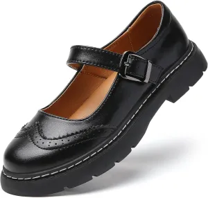 Mary Jane Shoes Women Platform Non-Slip Classics Round Toe Ankle Strap Brogues Style Comfort Casual Oxford Dress Work Mary Jane Flat Shoes