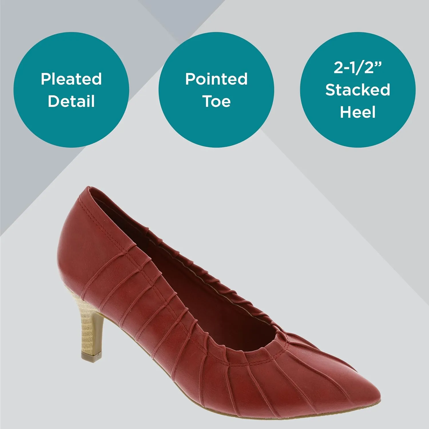 Masseys Women's Bella Pleated Mid Heel Pump