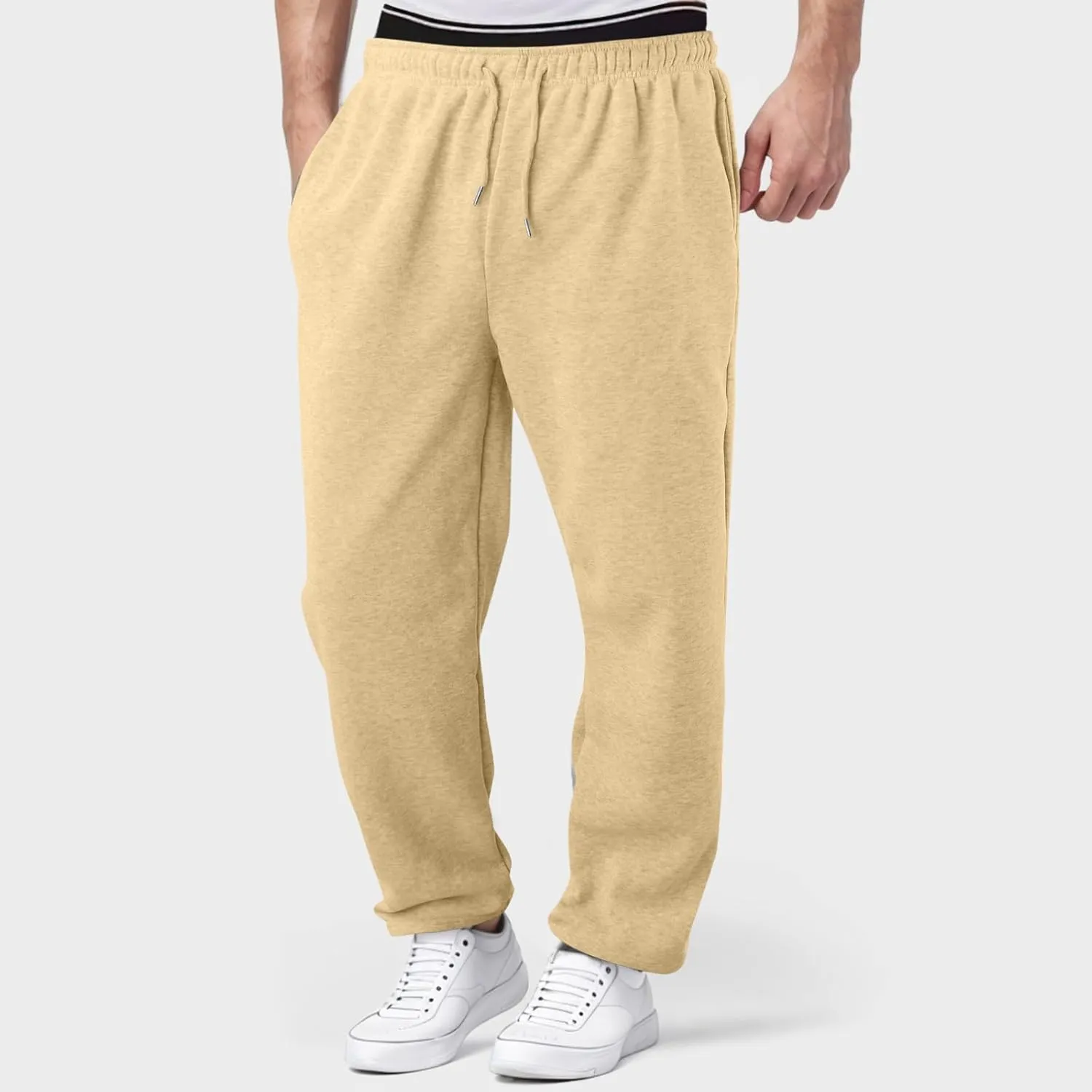 Men Combat Cargo Pants Casual Cotton Stretchy Linen Pant Cuffed Hem Sweatpants Joggers Loose Fit Yoga Sweat