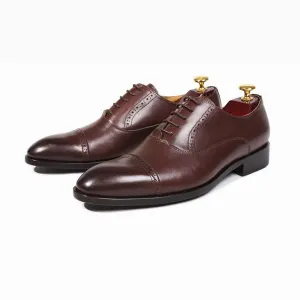 Men's Cap-Toe Oxford Shoes in Full Grain Leather