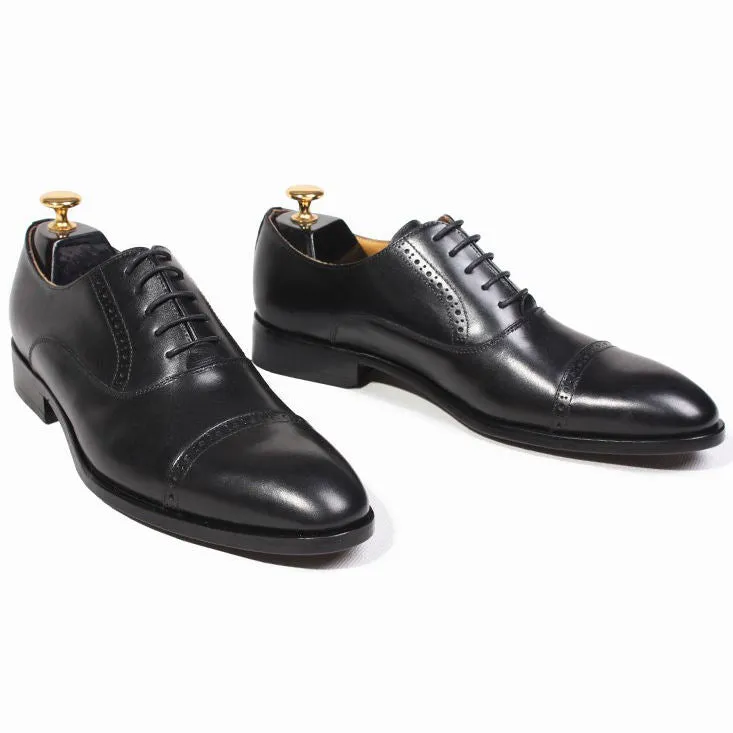 Men's Cap-Toe Oxford Shoes in Full Grain Leather