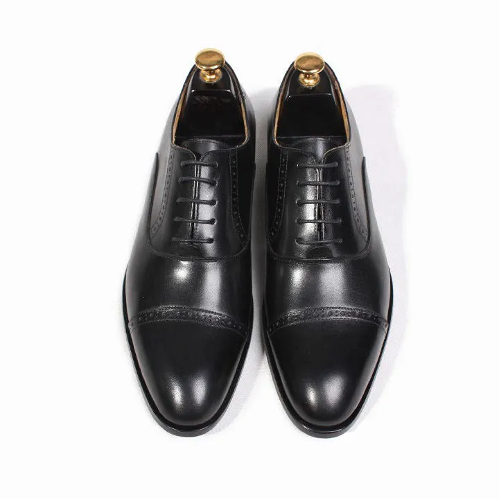 Men's Cap-Toe Oxford Shoes in Full Grain Leather