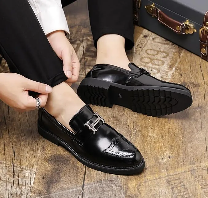 Men's Dress Shoes Casual Business Formal Men Oxford Shoes Genuine Leather Platform Tuxedo Shoes