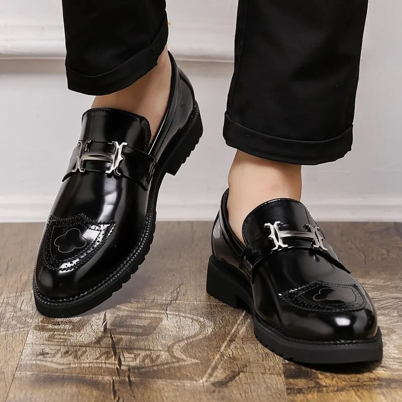 Men's Dress Shoes Casual Business Formal Men Oxford Shoes Genuine Leather Platform Tuxedo Shoes