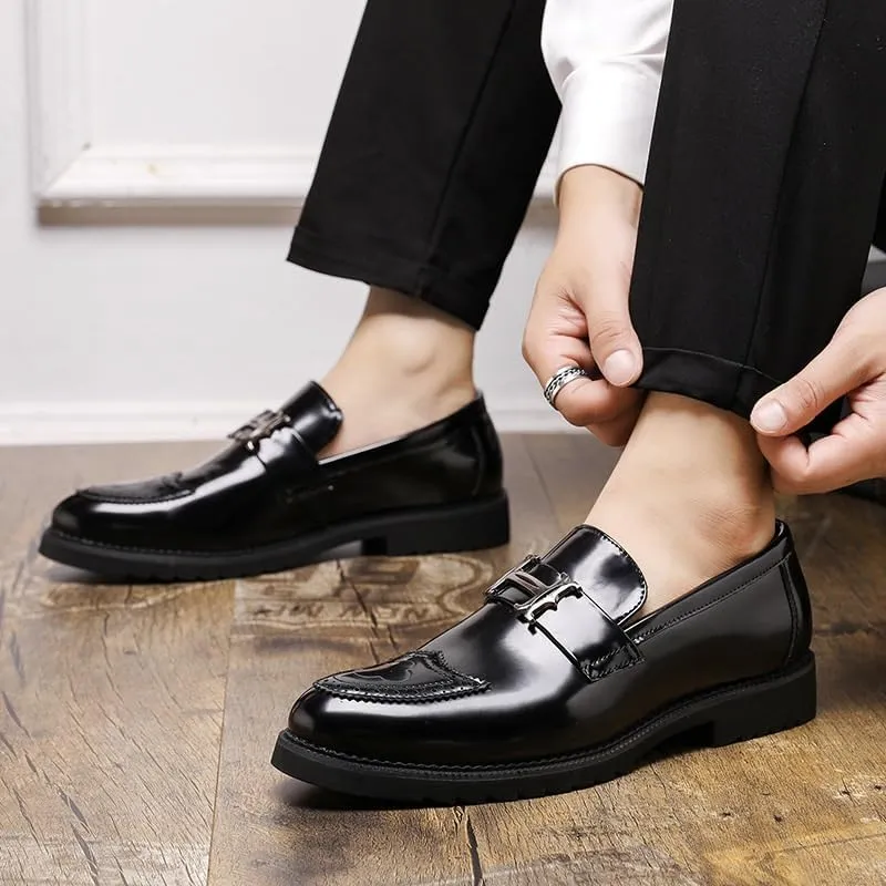 Men's Dress Shoes Casual Business Formal Men Oxford Shoes Genuine Leather Platform Tuxedo Shoes