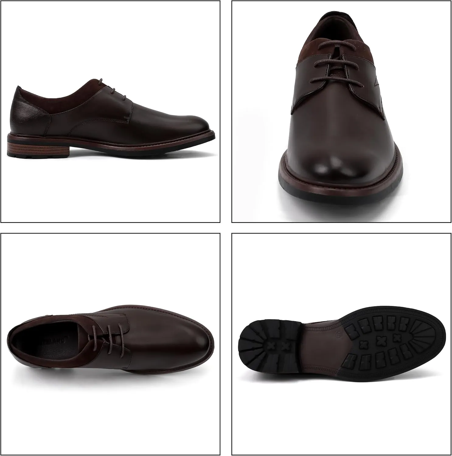 Men's Dress Shoes, Mens Oxford Shoes, Leather Stylish Lace-up Wingtip Brogues, Business Casual Formal Derby Shoe