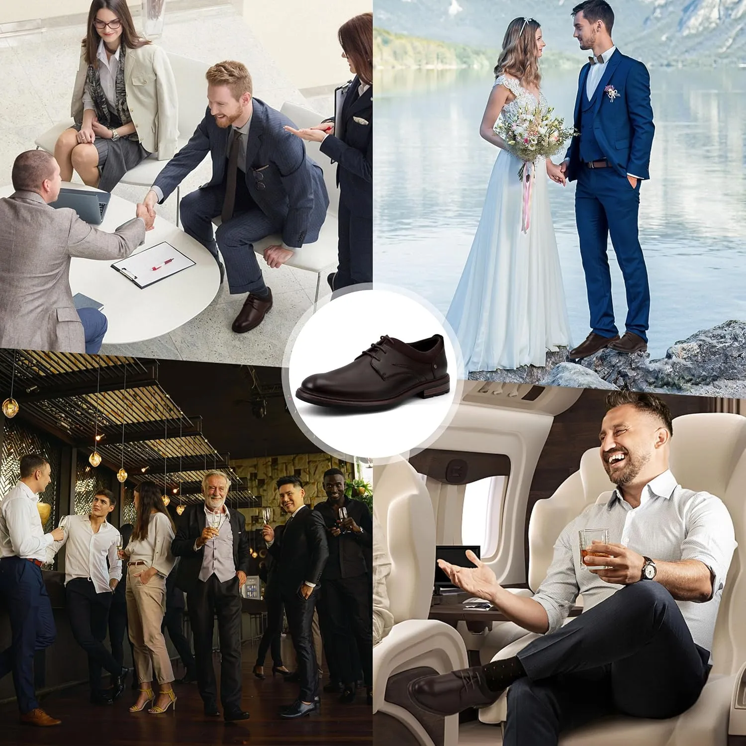 Men's Dress Shoes, Mens Oxford Shoes, Leather Stylish Lace-up Wingtip Brogues, Business Casual Formal Derby Shoe