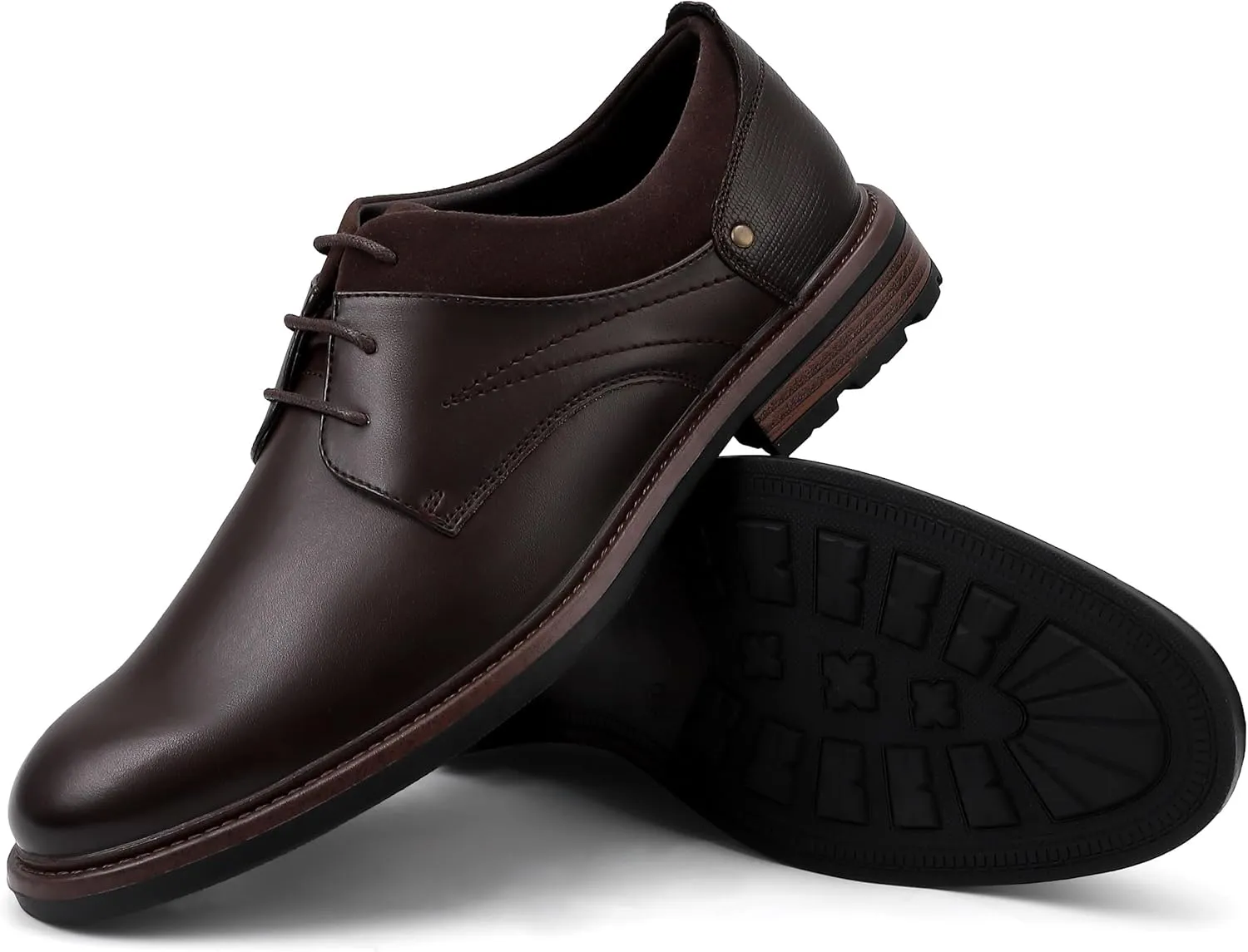 Men's Dress Shoes, Mens Oxford Shoes, Leather Stylish Lace-up Wingtip Brogues, Business Casual Formal Derby Shoe