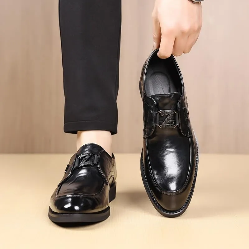 Men's Slip On Pointed Toe Classic Formal Business Oxfords Shoes Fashion Casual Mens Dress Shoes