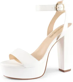 MERUMOTE Women's Fashion Platform Sandals Block Heels Wedding Summer Dress Shoes