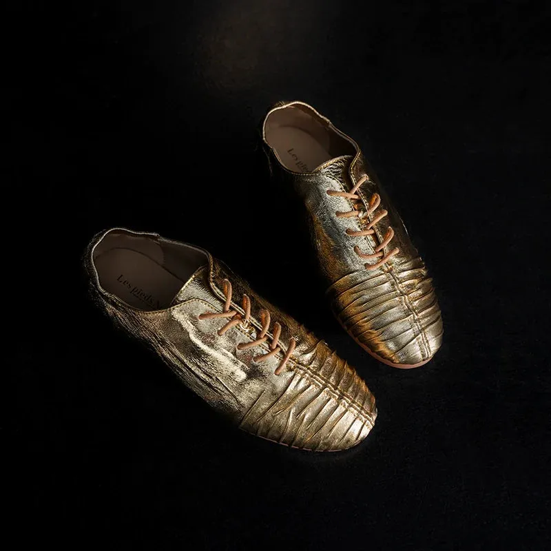 Metallic Textured Oxford Shoes