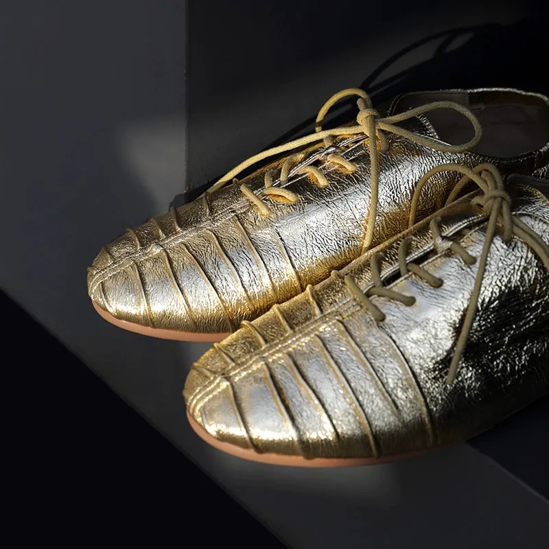 Metallic Textured Oxford Shoes