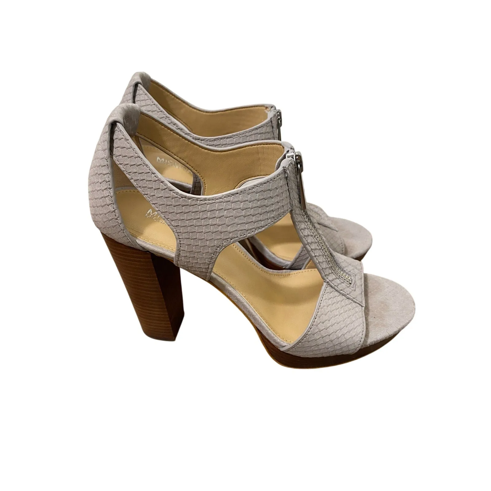 Michael Kors Gray Suede High Heeled Platform Sandal Sz 7