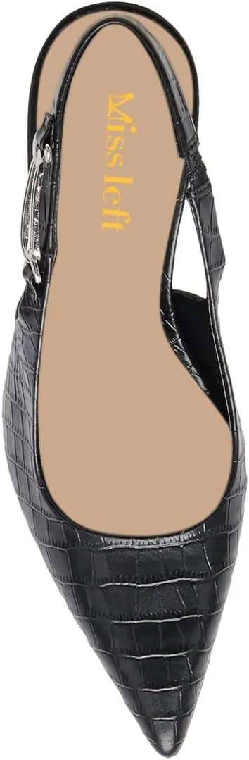 miss left Women Closed Pointy Toe Slingback Pumps Slim High Heels Slip Ons with Elastic Chain Strap Dressy Party Prom Date Shoes Size 4-16 US