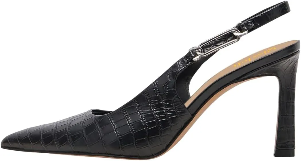 miss left Women Closed Pointy Toe Slingback Pumps Slim High Heels Slip Ons with Elastic Chain Strap Dressy Party Prom Date Shoes Size 4-16 US