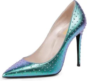 miss left Women Trendy Fashion Closed Pointed Toe Sky High Heel Pumps Slip On Stiletto Heels Shoes for Daily Casually Wear Size 4-16 US