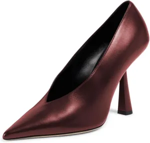 miss left Women's Classic V-Cut Closed Pointed Toe Pumps Slip On High Heel Elegant Daily Office Evening Dress Shoes Size 4-16 US