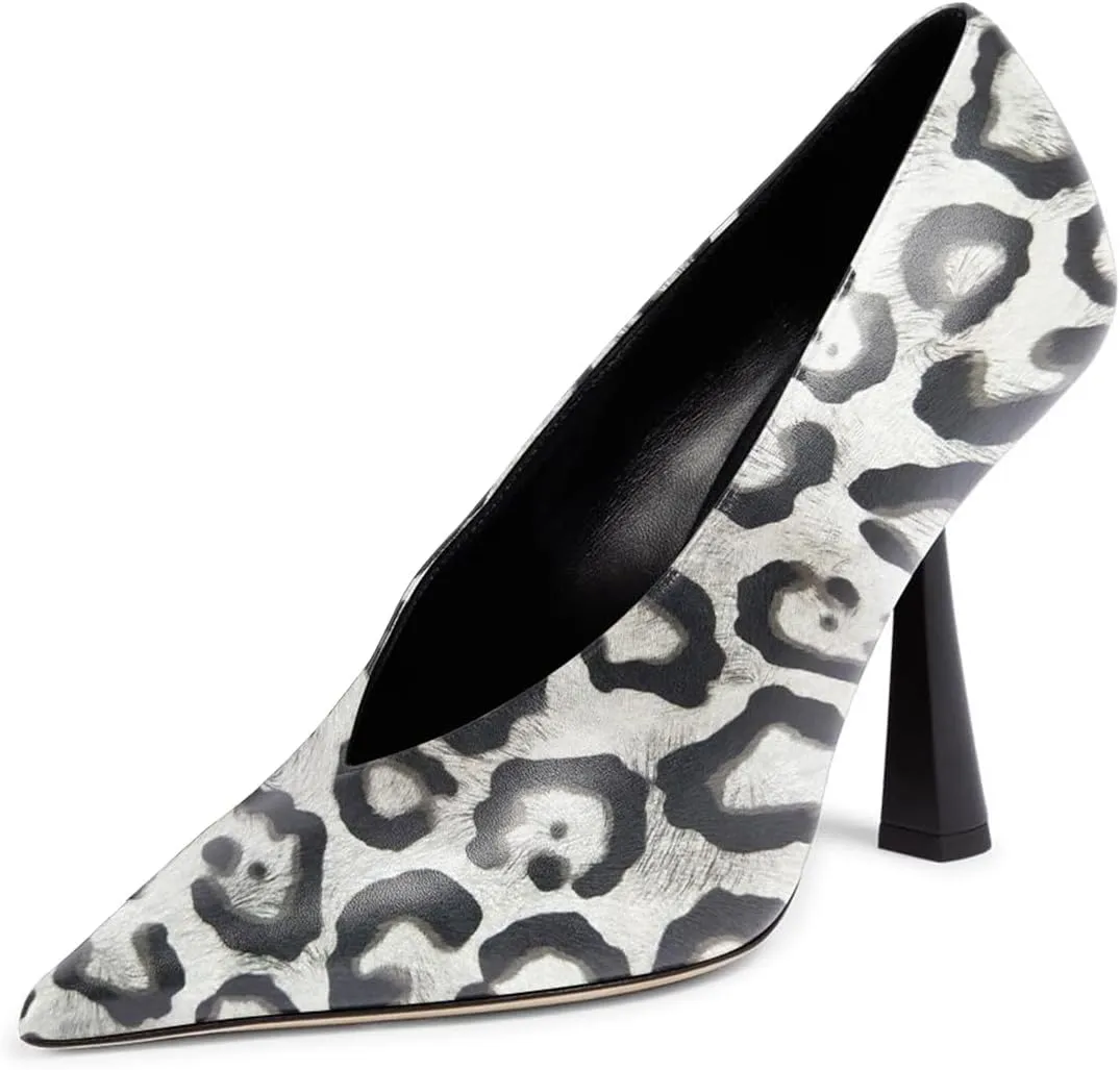 miss left Women's Classic V-Cut Closed Pointed Toe Pumps Slip On High Heel Elegant Daily Office Evening Dress Shoes Size 4-16 US