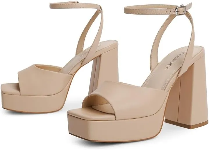 Modatope Platform Heels for Women Platform Sandals Womens Chunky Heel Open Toe Pumps Ankle Strap Womens Wedding Party Pumps Shoes