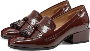 MOOMMO Women Chunky Block High Heel Pumps Square Toe Slip On Loafer Pumps Classic 3 inch High Thick Heel Penny Loafers Oxford Dress Shoes Office Ladies Business Formal Basic 4-11 M US